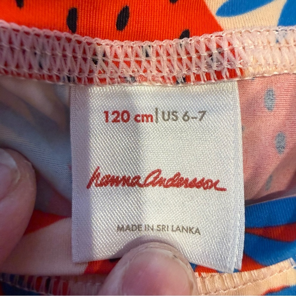 Hanna Andersson Red & Blue Strawberry Rashguard flaw - Picture 2 of 6